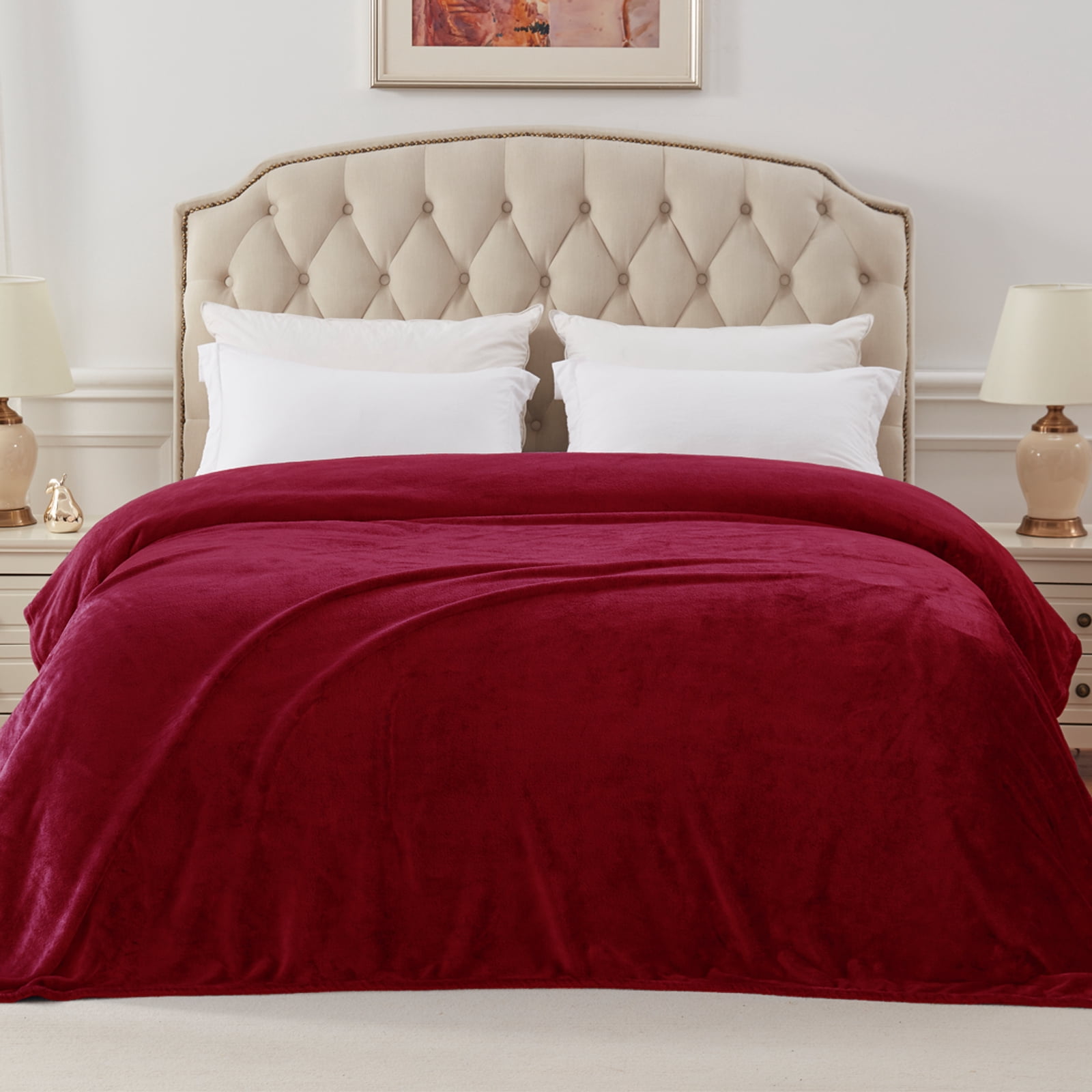 Exclusivo Mezcla Twin Size Flannel Fleece Velvet Plush Bed Blanket as Bedspread, Coverlet, Bed Cover (60"x80", Burgundy)