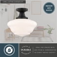 thumbnail image 6 of VAXCEL Eastgate 1-Light 12 in. Wide Matte Black Traditional Schoolhouse Semi Flush Mount Lighting Fixture, White Frosted Opal Glass Shade, LED Compatible, for Low Ceilings, Bedroom, Hallway, Kitchen, 6 of 11