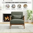 thumbnail image 5 of Bonzy Home Mid-Century Modern Accent Chair — Comfy Fabric Lounge Armchair with Wood Frame & Throw Pillow, Green, 5 of 7