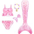 thumbnail image 1 of 5PCS Mermaid Tails for Swimming for Girls Kids Mermaid Swimsuit Costume Princess Bikini Set Bathing Suits High quality, 1 of 5
