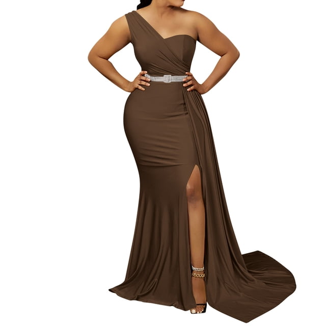adviicd Robes de Vacances pour Femmes Robe d'Été Décontractée Florale Col en V Manches Courtes Fendue Plage Longues Robes Marron,m