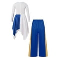 thumbnail image 4 of Doomiva Kids Girls Metallic Gold Praise Dance Dress with Pants Long Sleeve Full Length Liturgical Worship Tunic Blue 10, 4 of 7