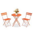 thumbnail image 2 of 3-Piece Folding Bistro Set – Metal Patio Table with 2 Chairs, Space-Saving Collapsible Design, No Assembly Required, Portable for Balcony, Porch & Outdoor Use, Weather Resistant, Orange, 2 of 8
