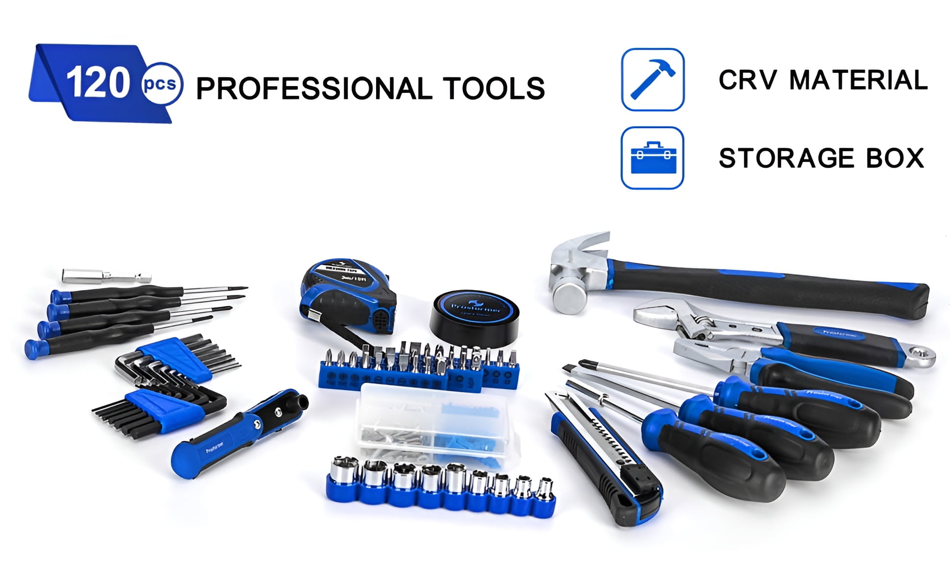 159-Piece Home Repair Tool Set, PROSTORMER General Household Hand Tool Kit with Tool Box Storage Case for Apartment, Garage, Dorm and Office