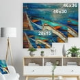thumbnail image 5 of Designart 'Boats and Pier in Blue Shade' Seascape Print on Natural Pine Wood, 5 of 5