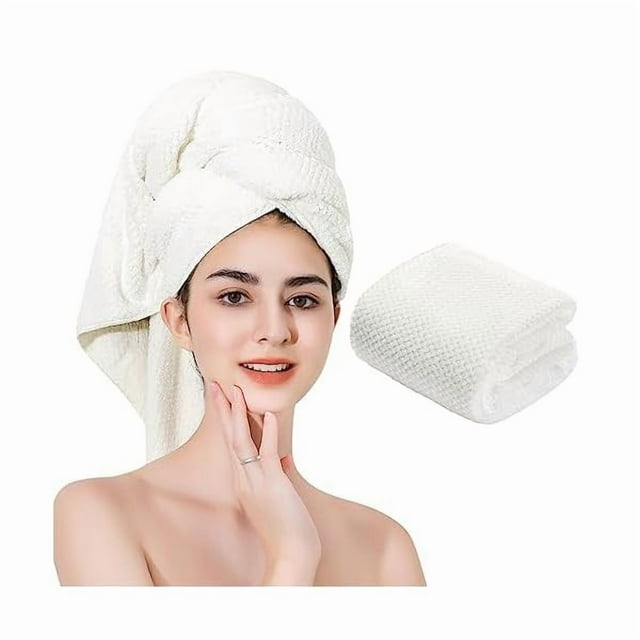 wonima11 Microfiber Hair Towel Quick Dry Hair Towel Hair Drying Towels Suitable for All Kinds of Hair Ultra Absorbent Long and Thick Hair 24X48inch White (1pcs)