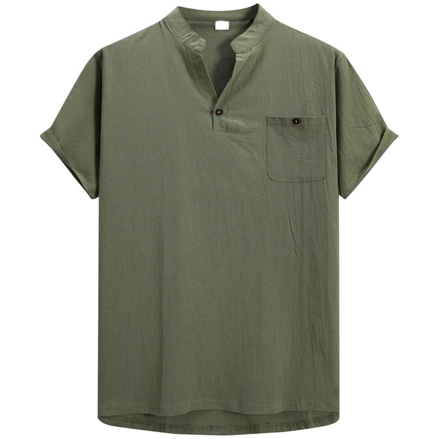 SOMOWI Mens Shirts & Blouses Multipack Comfort Fit Crew Neck Soft Blend Basic Everyday Wear Army Green Athletic Fall Shirts L