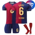 thumbnail image 1 of GZSL 2425 Barcelona Home Football Training Kit, Number # 6 Soccer Jersey, Colorful Short-Sleeve Kids Football Jersey with Gold Lettering and Large Logo Three-Piece Set/22, 1 of 9
