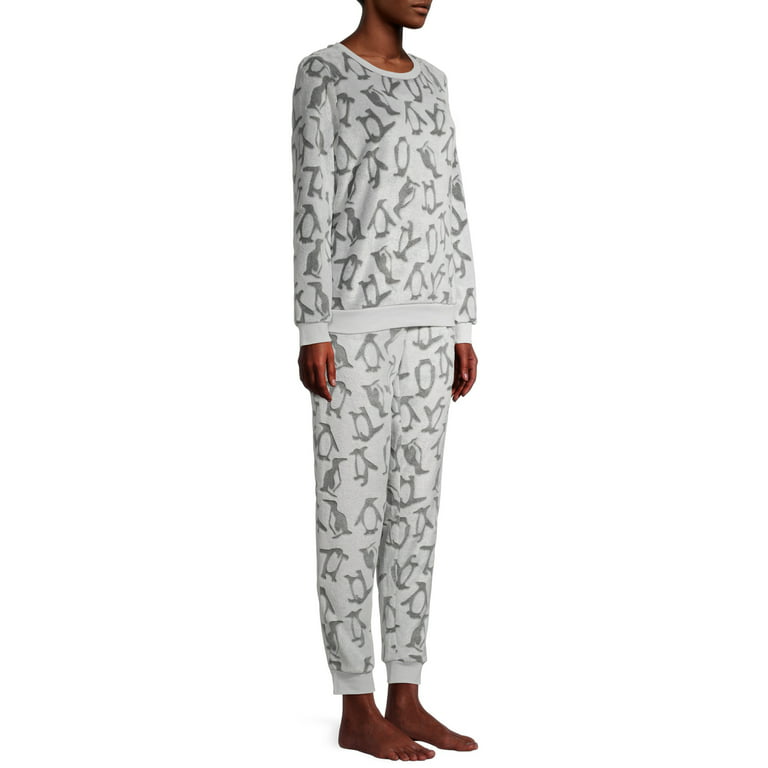 George Women's and Women's Plus 2-Piece Plush Pajama Set, Size: XL, Gray