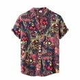 thumbnail image 3 of Camisas Hombre Vestir Camisa de Fashion Casual Top de gran tamaño Lapel Button Short Sleeve Fashion Shirt Blase Colorido Camisa Casual impresa (Hot Pink, XXL), 3 of 6