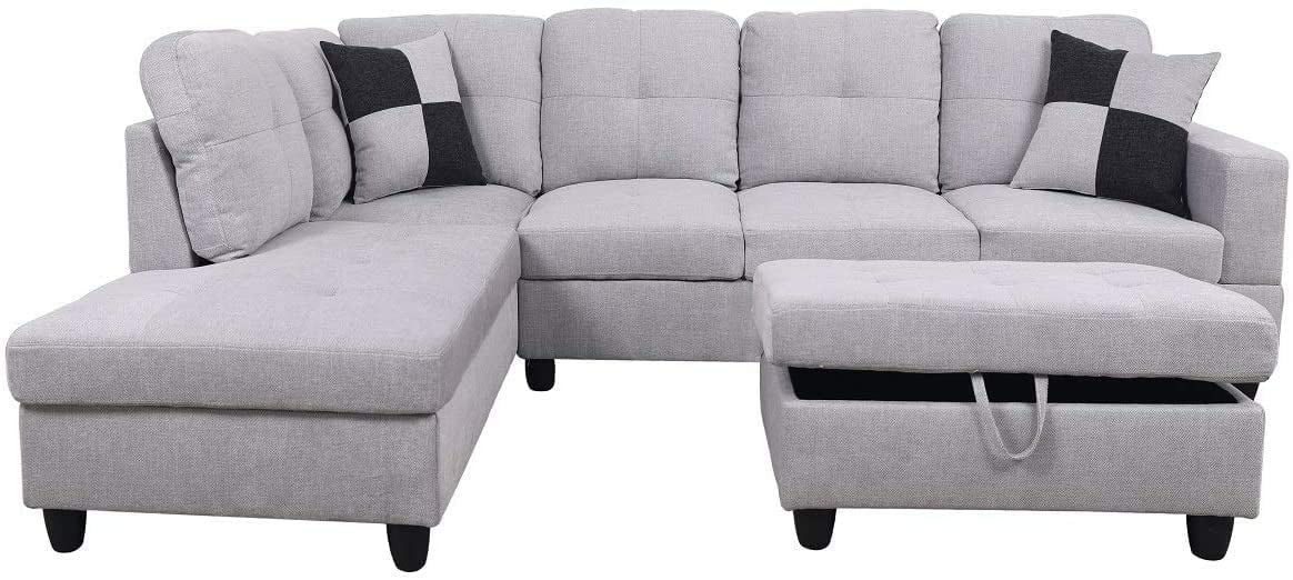 Pcpiece Sectional Sofa Couch Set, Kingway Sectional Sofa Bed With Storage Convertible Chaise