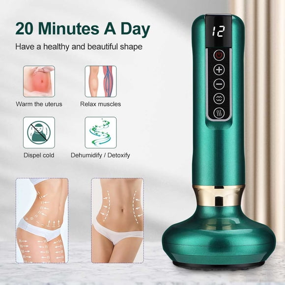 Electric Cupping Massager Adjustable Rechargeable Suction Body Electric Auto-off SPA Pulse Body Massage Scraping Health Beauty Heating Device White
