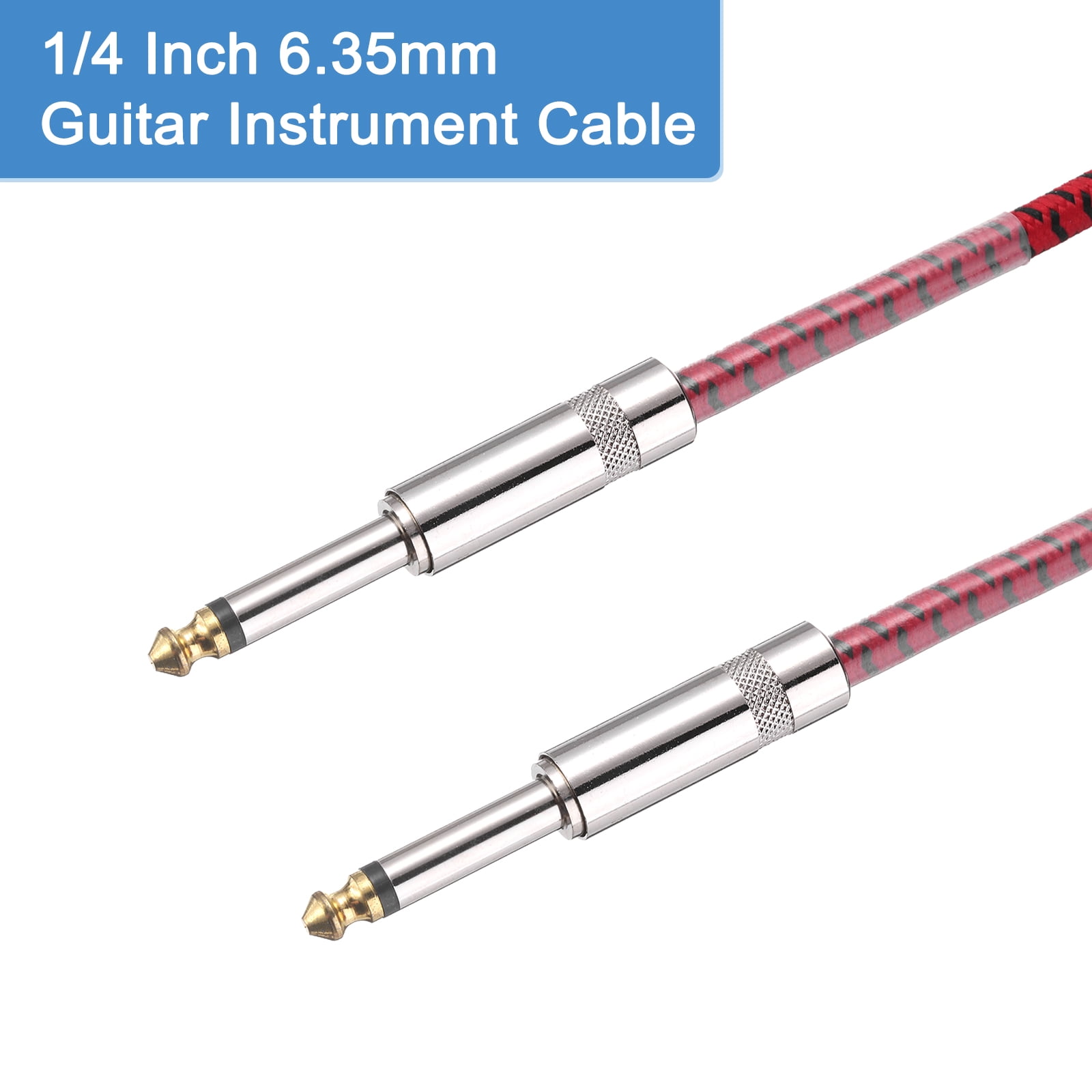 2 PCS Guitar Instrument Cable 10 Feet 1/4 Inch to 1/4 Inch Straight 6.35mm Male Audio Interconnect Cord Braided Red