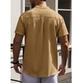 thumbnail image 3 of Fexilor Men's Shirts Short Sleeve Button Down Relaxed Fit Modern Stand Collar Casual Dress Shirts, Fade-Resistant, 3 of 6