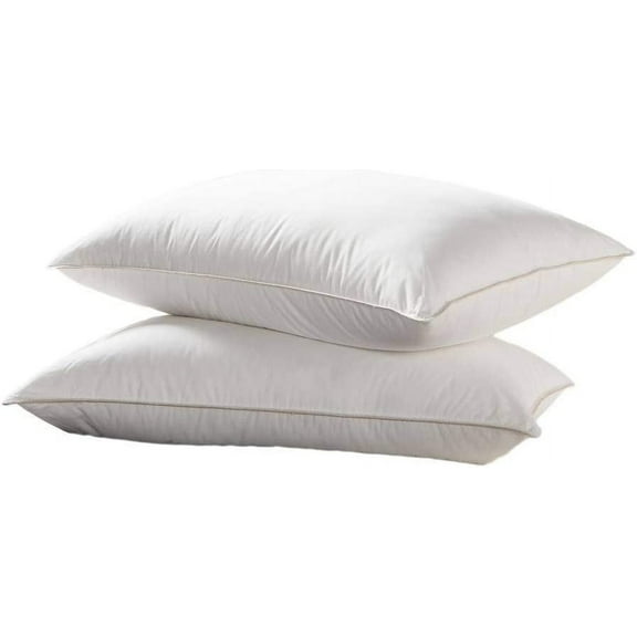 Goose Down Pillow - 500 Thread Count Egyptian Cotton, Firm, King Size, Set of 2