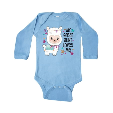 

Inktastic My Great Aunt Loves Me- cute and happy llama Gift Baby Boy or Baby Girl Long Sleeve Bodysuit
