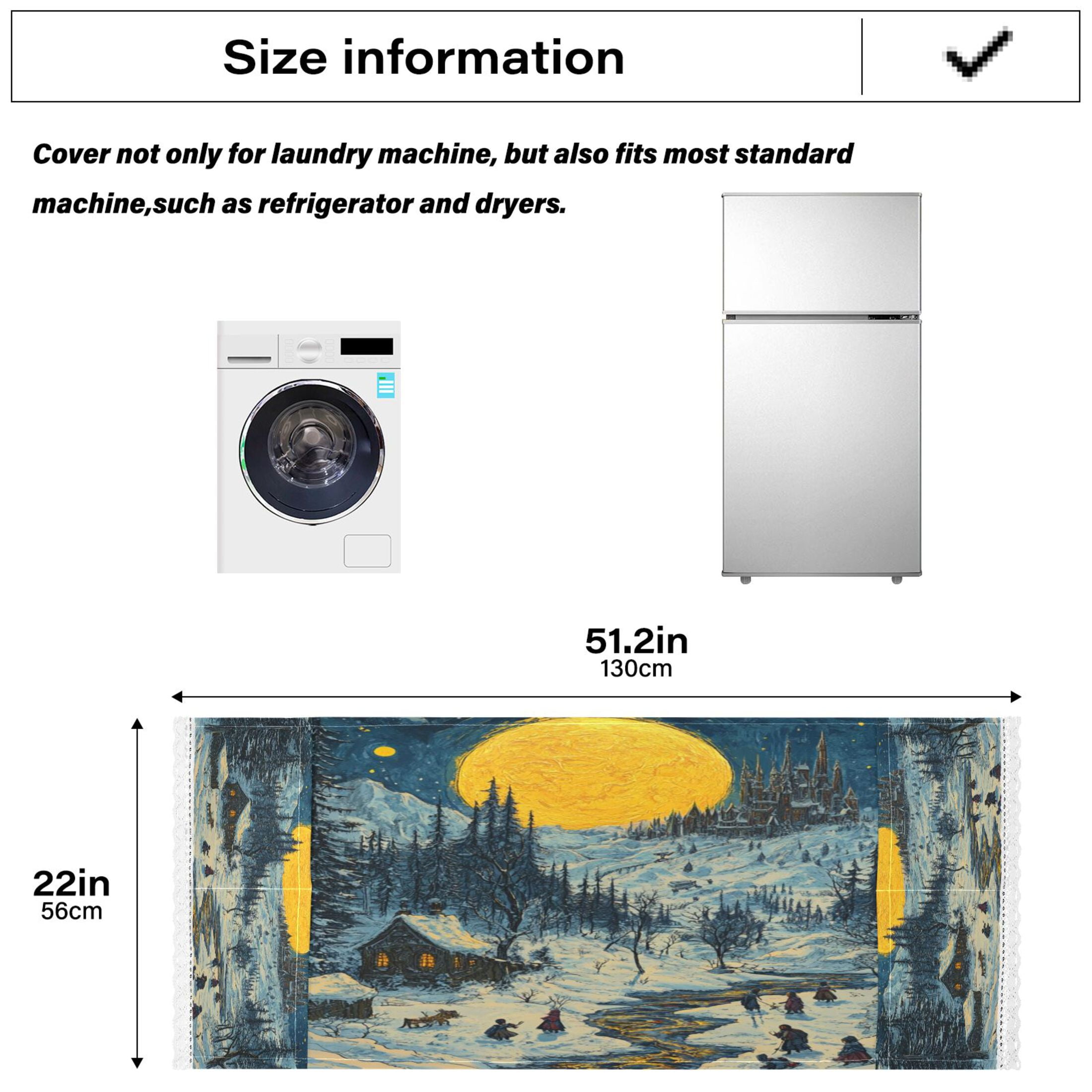 WOBOGO Winter Village View Washing Machine Cloth Dryer Refrigerator Top Cover Protective Non-Slip Mat For Kitchen Laundry