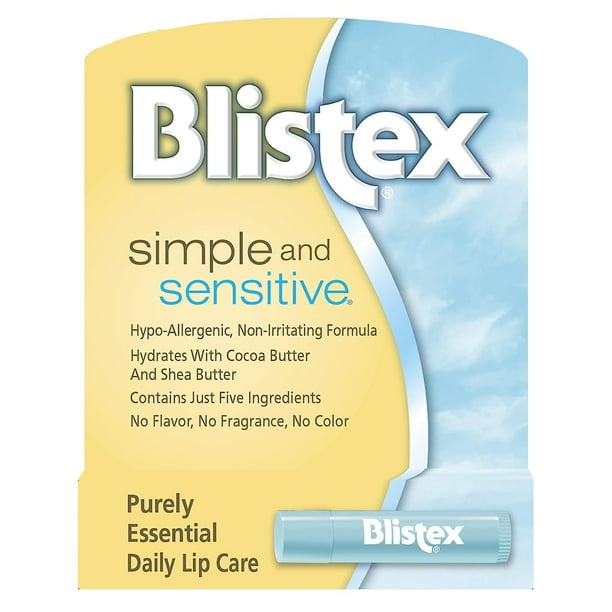 Crema hidratante para labios Blistex Simple and Sensitive, 4,4 ml (paquete de 12)