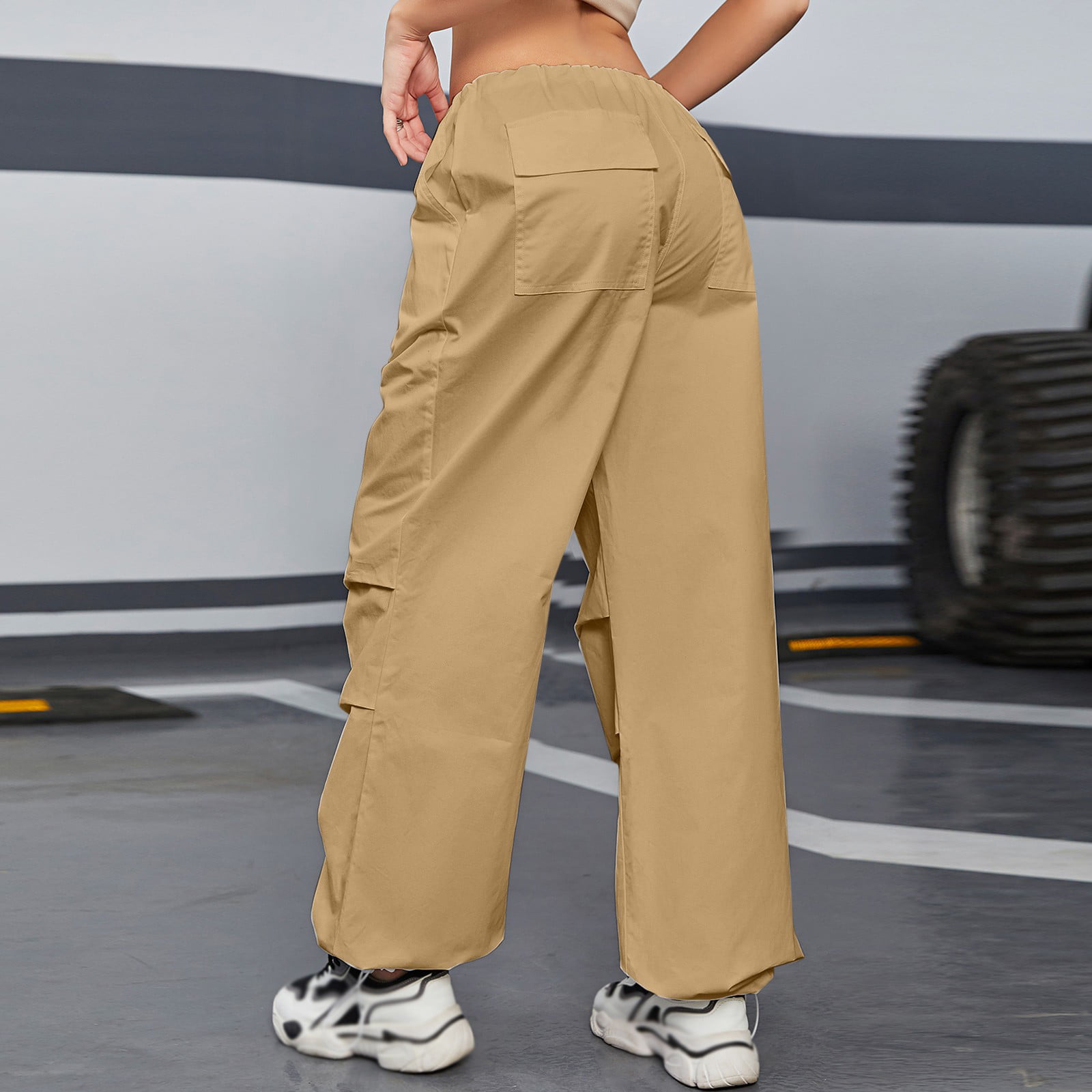 Amazon.com: DLFE Women Baggy Cargo Pants Low Waist Wide Leg Sweatpants  Casual Drawstring Loose Pocket Joggers Trousers (Small,A Khaki,Small) :  Clothing, Shoes & Jewelry