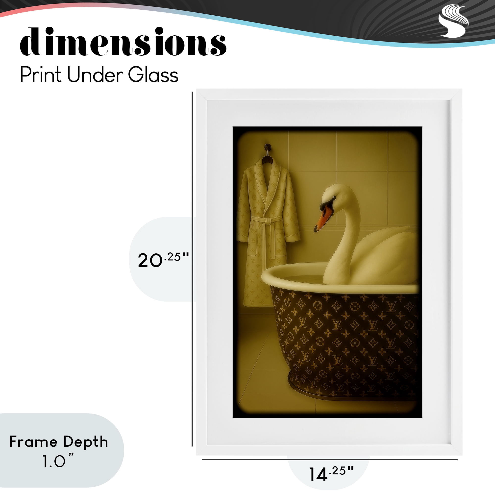 Stupell Industries Couture Swan in Luxury Tub White Framed Print Under Glass, design by Grotto Studios