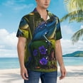 thumbnail image 3 of Balery Cute Blue Frog Camisas hawaianas de manga corta para hombre, camisas playeras de corte holgado, camisas de vacaciones con botones,3X-Large, 3 of 7