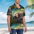 thumbnail image 3 of Fotbe Daisy Sleeping Sloth Camisa Hawaiana para Hombre Unisex – Camisa Casual de Verano con Botones de Manga Corta de Algodón y Lino,3X-Large, 3 of 7