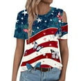 thumbnail image 6 of SELONE Womens Patriotic T Shirts Independence Day Womens Tops Dressy Casual Fashion Female Round Neck Loose T Shirt Tops Plus Size Patriotic Clothing Perfect for Independence Day Dark Blue XL, 6 of 7