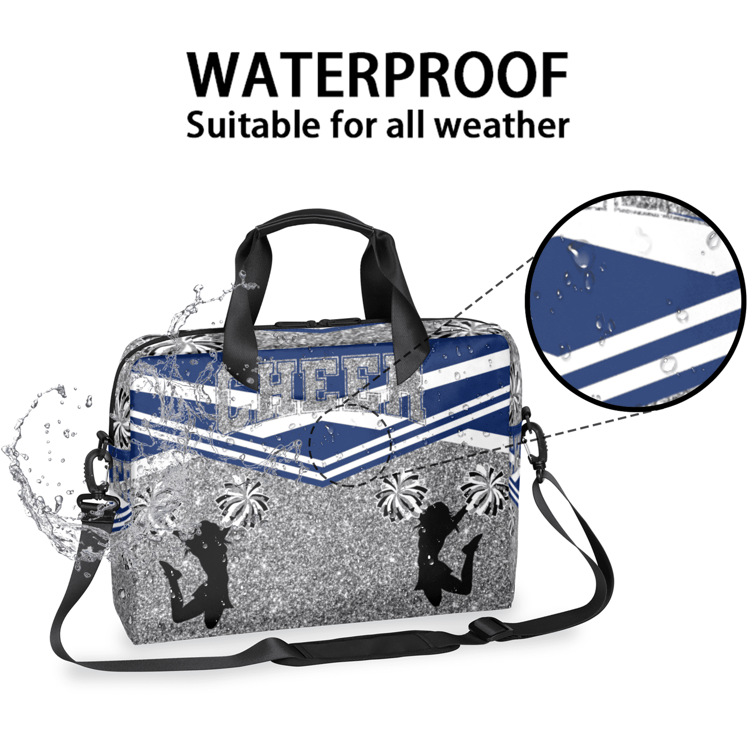 Herdesigns Blue Cheerleading Laptop Bag for Women Men, Computer Case Briefcase Messenger Bags, 15-15.6 inch Laptop Sleeve Shoulder Bag