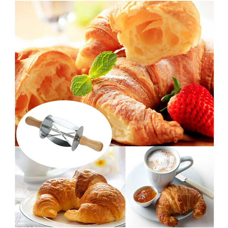 Pastry & Croissant Cutter, Stainless Steel w/ Wood Handles