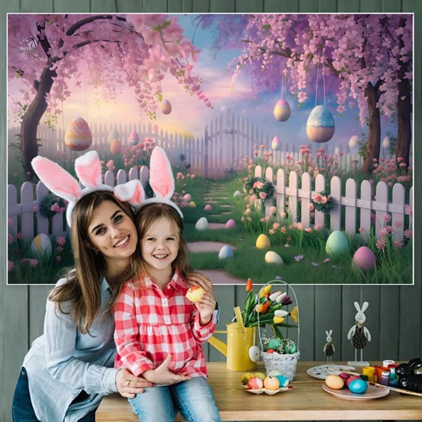 Telón de Fondo de Pascua, Diseño Festivo Colorido, Material de Poliéster Duradero, Tamaño Amplio de 120 X 80 Cm, Ideal para Fotografía y Fiestas, Celebraciones Navideñas, Fácil de Limpiar y Guardar.