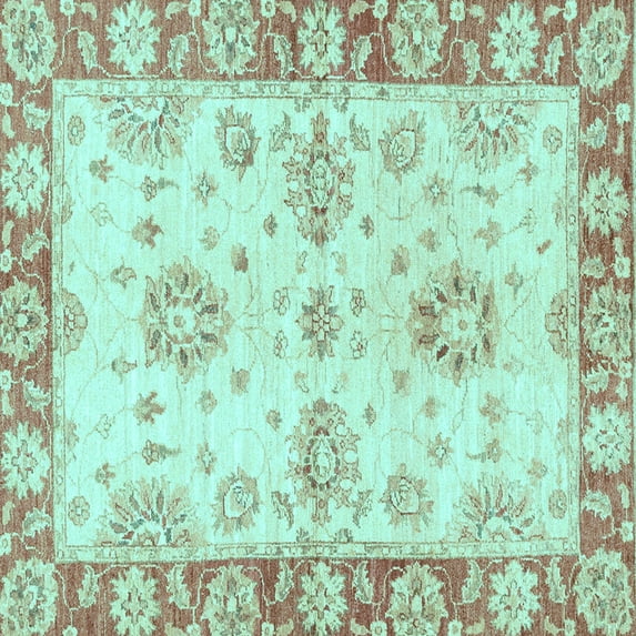 Ahgly Company Indoor Square Oriental Light Blue Traditional Area Rugs, 3' Square