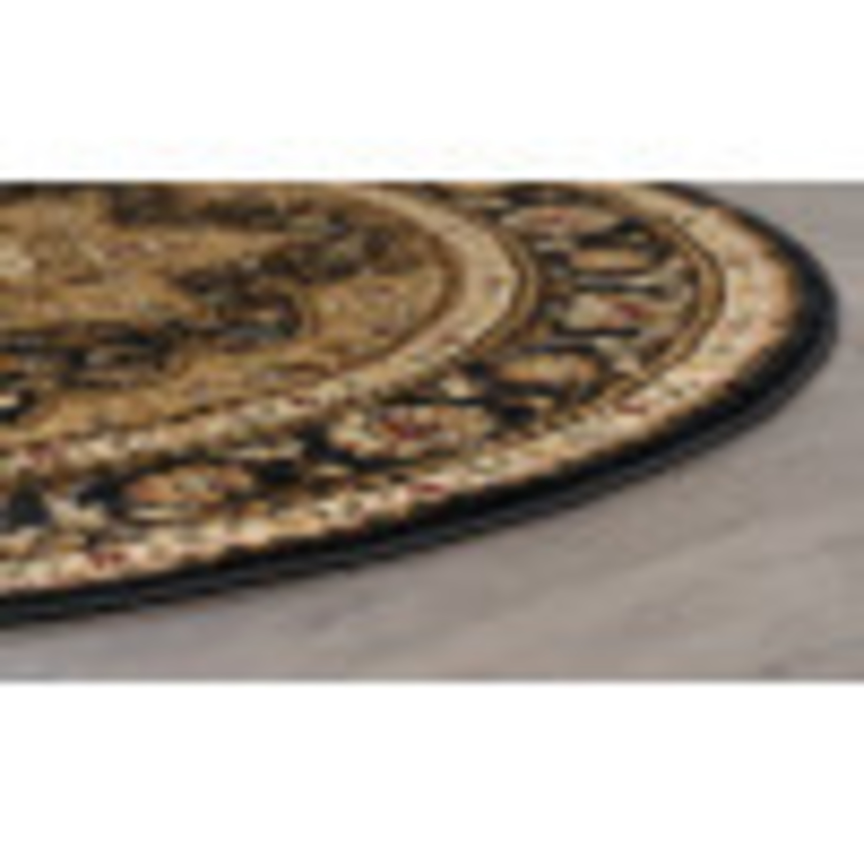 Traditional Area Rug (5'3'' Round) Oriental Black, Gold Indoor Round Easy to Clean