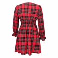 thumbnail image 6 of TIANZEN Women's Elegant Casual Dress With Bow Tie Deep V Neck And Puffed Sleeves For A Fit In Classic Checkered Pattern Design Floral Dresses Midi Dress, 6 of 9