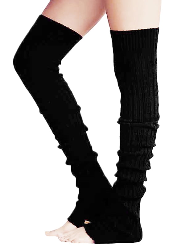 Qtymom Womens Leg Warmer Thigh High Knit Long Boot Socks