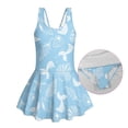 thumbnail image 6 of Uourmeti Seashell & Mermaid Tail Print Girls Swim Dress - One Piece Skirted Bathing Suit with Quick Dry, Stretchy Fabric for Pool & Beach, 6 of 8