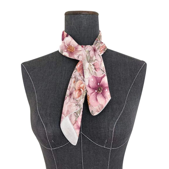 Square Scarf 24x24 Inch Pink Watercolor Snowmen and Flowers Silky Satin Sun Protection Neck Scarf for Women Multi-Purpose Head Wrap Bandana for Hair Bag Decoration