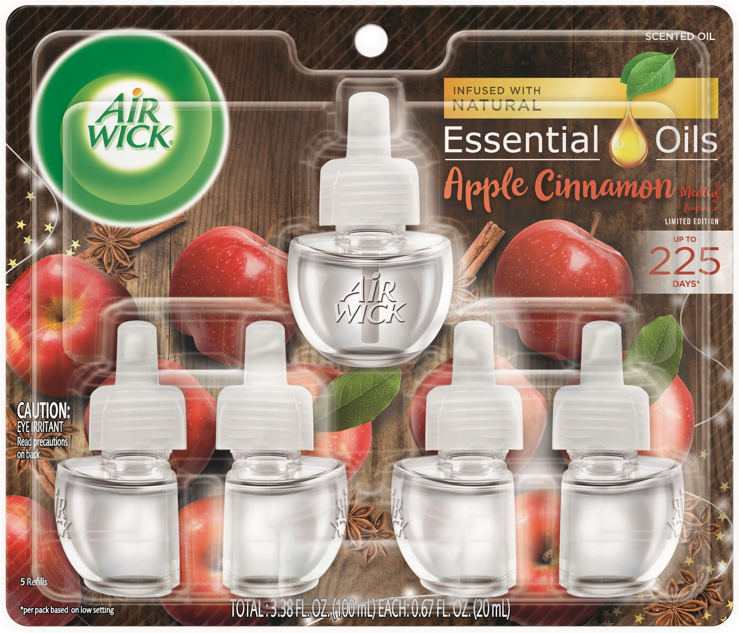 Air Wick Plug-In Scented Oil Air Freshener Warmer Refills, Apple Cinnamon Medley, 5 Count