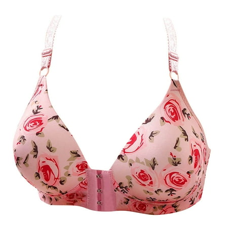 

Woman s Printing Thin Front Buckle Adjustment Chest Shape Bra Underwear No Rims women s bra underwire bras for women womens bras