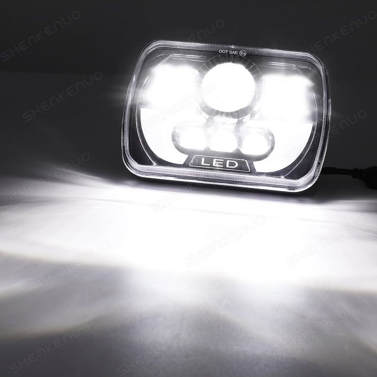 2PCS 7x6 LED Headlights Sealed Square High/Low Beam For Ford E-150, Jeep Cherokee, H6054 Replacement