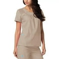 thumbnail image 4 of Adar Medical Women's Scoop Neck Smocked Solid Top - 627 - Khaki - S, 4 of 4