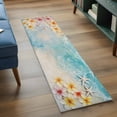 thumbnail image 4 of Summer Washable Runner Rugs 2'x6', Ocean Beach Yellow Flowers Starfish Linen Texture Low Pile Throw Entryway Rug Non-Slip Sturdy Edge Binding Carpet for Indoor Bedside Entrance Bedside, 4 of 9