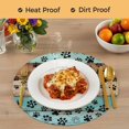 thumbnail image 4 of Aqua Brown Round 13 Inch Placemats Set of 6, Rustic Farmhouse Dog Paw Vintage HeatResistant Non Slip Place Mats for Dining Table, Wipeable Braided Kitchen Table Mats for Housewarming, 4 of 9