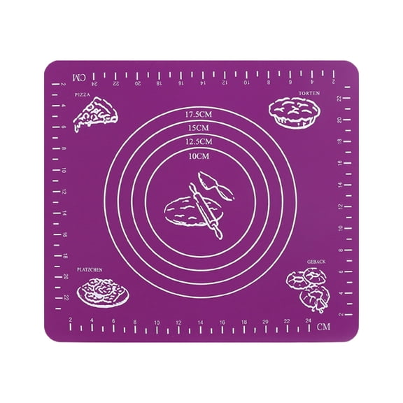 Silicone Baking Mat, Thick Large Non Stick Sheet Mat with Measurement, Non-slip Dough Rolling Mat, Reusable Food Grade Silicone Counter Mat for Making Cookies,Bread and Pastry, 1Pc(Purple,11.4x10.2")