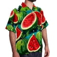 thumbnail image 2 of Watermelon Men's Casual Printed Hawaiian Poplin Button Down Short Sleeve Beach Shirt Unisex, 2 of 6