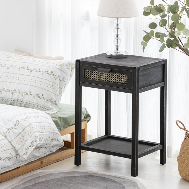 COZAYH Modern Minimalism Nightstand End Table Side Table with Woven
