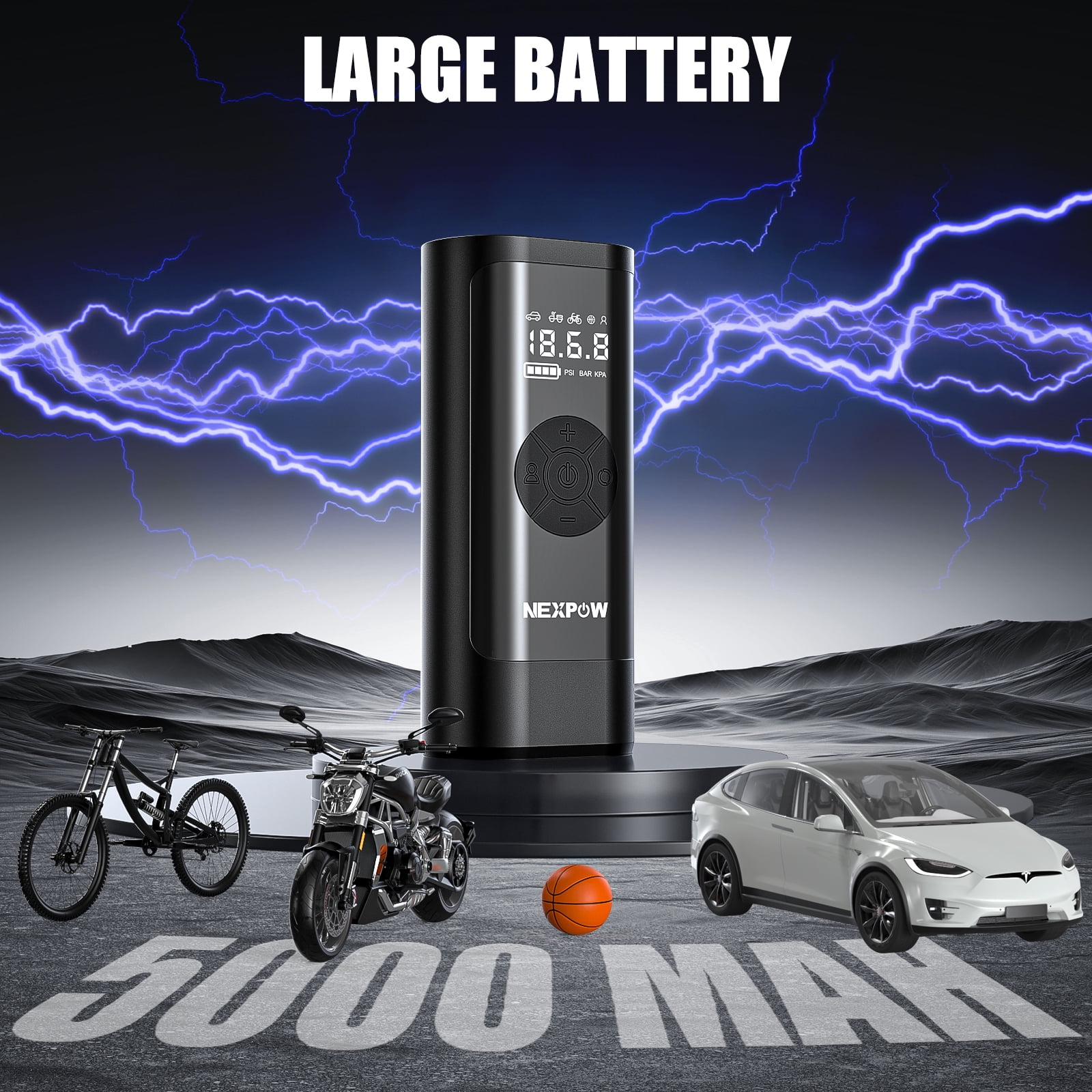 NEXPOW Tire Inflator Portable Air Compressor, 150PSI Cordless Bike Tire Pump with Auto-Shuts off, 8000mAh Air Pump for Car Tires for Car, Bike, Ball