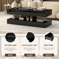 thumbnail image 4 of Large Modern 2-Tier High-gloss Surface LED Coffee Table, with 15 Color Options and 4 Lighting Modes, Stylish Glass Top Design, with Anti-Scratch Feet & Silent Slide Storage, Black, 4 of 5