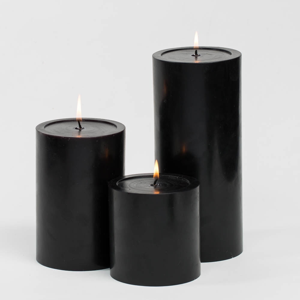 Richland 4" Pillar Candles Black Set of 3