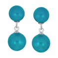 thumbnail image 2 of Bling Jewelry Womens Classic Dangle Gemstone Earrings Aegean Teal Jade Double Round Sterling Silver, 2 of 4