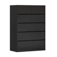 thumbnail image 5 of ChVans 6 Drawer Dresser for Bedroom, 44.7" Tall 31.5" Wide Modern High Gloss Black Dresser with Wood Chest of Drawer Handle Free, Long Dresser for Bedroom, Living Room, Entryway, Hallway, 5 of 9